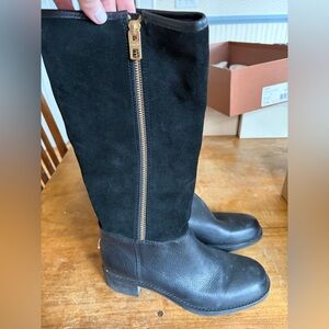 Coach Black Suede & Leather Over-the-Knee Zip Boots